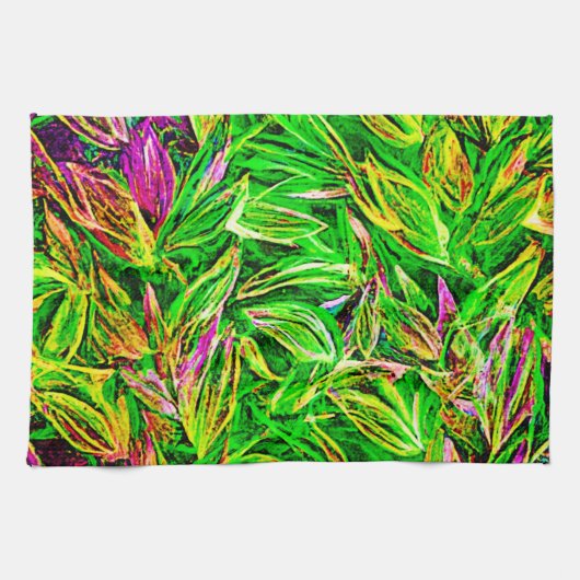 Textured Leaf Garden Art Theedoek (Horizontaal)