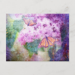 Textured Lilacs & Butterflies Briefkaart