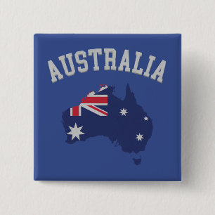 Textured look Australia Flag Map & Text Vierkante Button 5,1 Cm