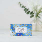 Textured Marks (gold) / Blue Waterverf Visitekaartje (Staand voorkant)