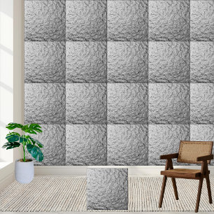 Textured Metallic Silver Ceramic Tegel Tegeltje