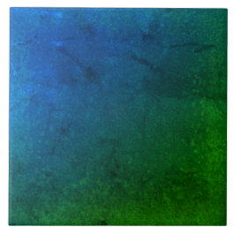 Textured Midnight Blue en groene keramische tegel Tegeltje