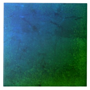 Textured Midnight Blue en groene keramische tegel Tegeltje