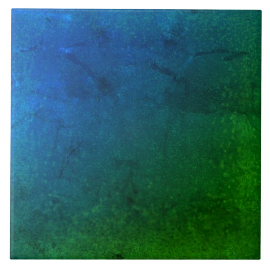 Textured Midnight Blue en groene keramische tegel Tegeltje (Voorkant)