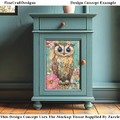 Textured Mixed Media Uil, Rustieke DJ3L Decoupage Tissuepapier