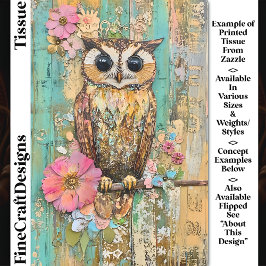Textured Mixed Media Uil, Rustieke DJ3L Decoupage Tissuepapier