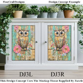 Textured Mixed Media Uil, Rustieke DJ3R Decoupage Tissuepapier