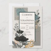 Textured Modern Foliage Wedding Kaart (Voorkant)