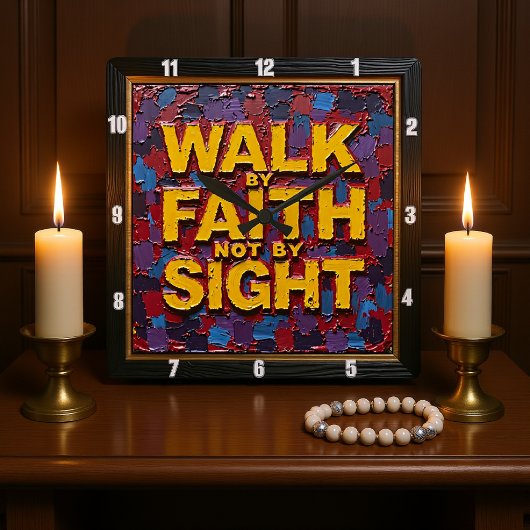 Textured Mosaic: Walk By Faith Not By Sight Vierkante Klok