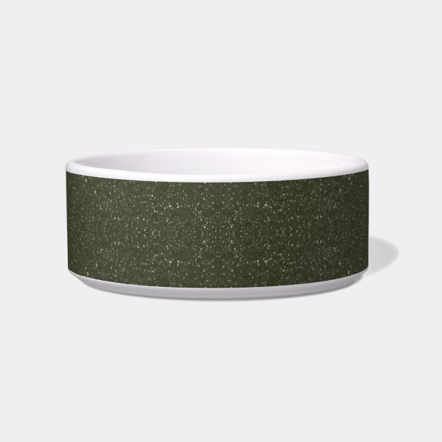 Textured Moss Green Ceramic Pet Bowl – Aanpassen Voerbakje (Voorkant)