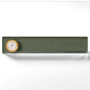 Textured Moss Green Desk naamplaat met klok Naambordje