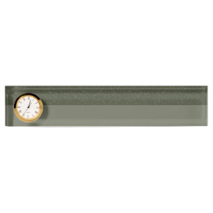 Textured Moss Green Kantoor Clock Desk Nameplate Naambordje