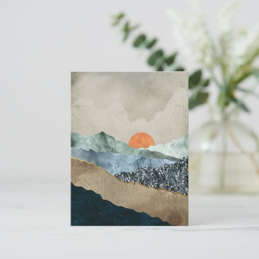 Textured Mountain Layers with Sunset Glow Briefkaart (Staand voorkant)
