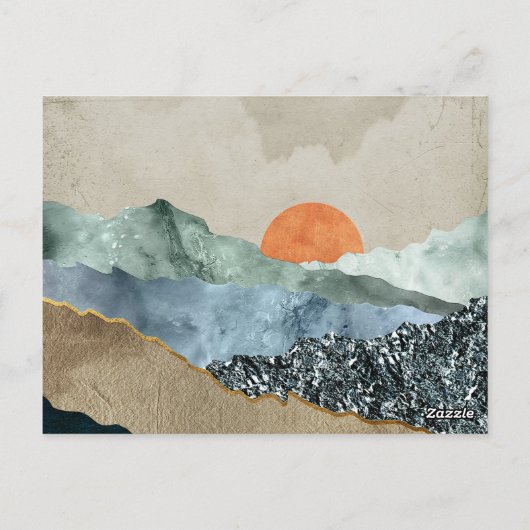Textured Mountain Layers with Sunset Glow Briefkaart (Achterkant)
