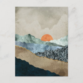 Textured Mountain Layers with Sunset Glow Briefkaart