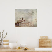 Textured Notre Dame Poster (Keuken)