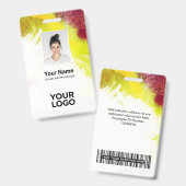 Textured Paint Employee Photo, Bar Code, Name Badge (Voor- en achterkant)