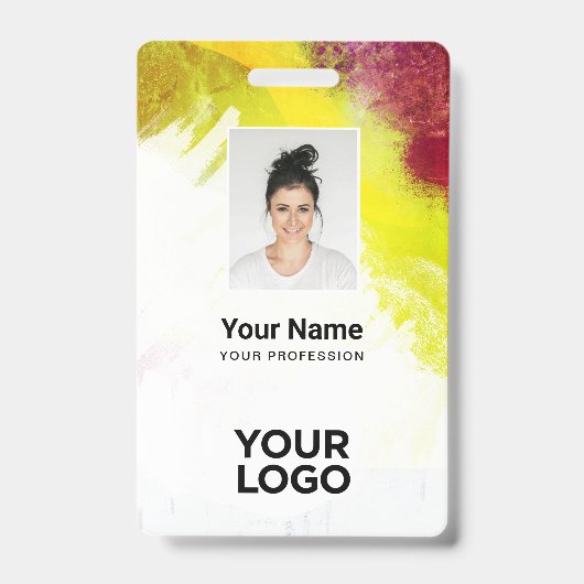Textured Paint Employee Photo, Bar Code, Name Badge (Voorzijde)
