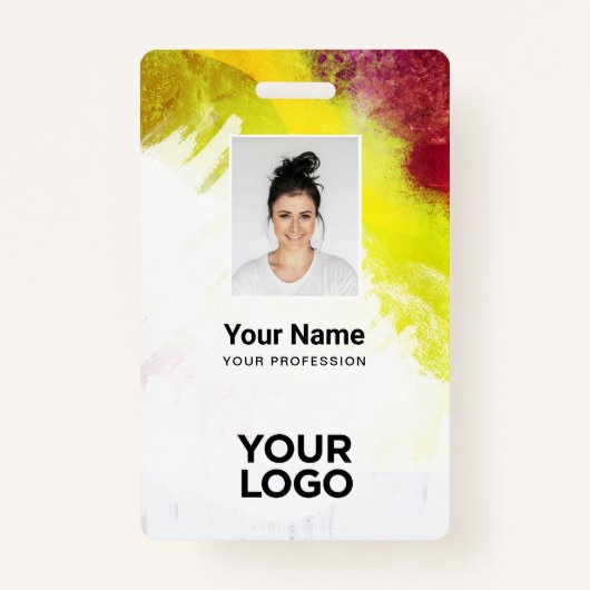 Textured Paint Employee Photo, Bar Code, Name Badge (Voorkant)