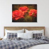Textured Peach Rozen Stretch Canvas Print (Insitu (Slaapkamer))