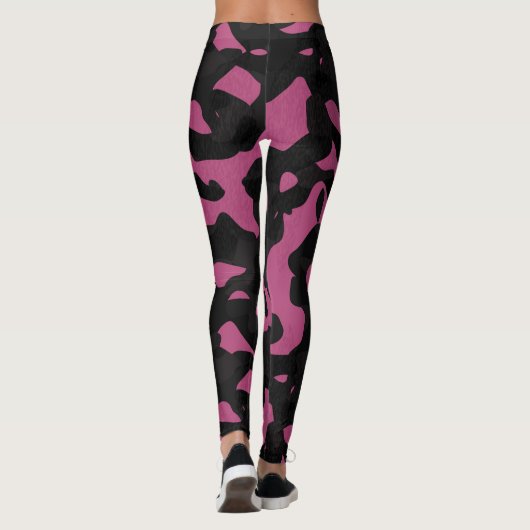  Textured pink and black camo abstract Leggings (Achterkant)