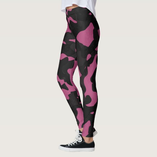  Textured pink and black camo abstract Leggings (Links)