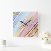 Textured Pink Background Vierkante Klok (Huis)