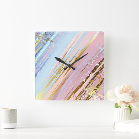 Textured Pink Background Vierkante Klok (Huis)