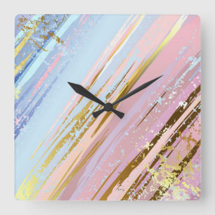 Textured Pink Background Vierkante Klok