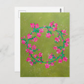 Textured Pink Flower Wreath Painting  Briefkaart (Voorkant / Achterkant)