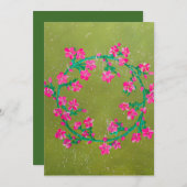 Textured Pink Flower Wreath Painting Feestdagenkaart (Voorkant / Achterkant)