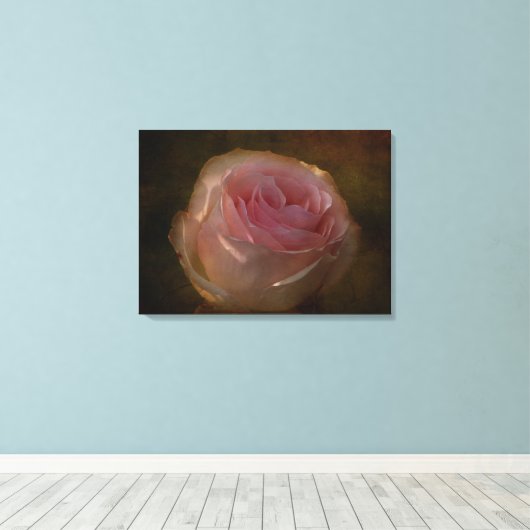 Textured Pink Rose Canvas Print (Insitu (Houten vloer))