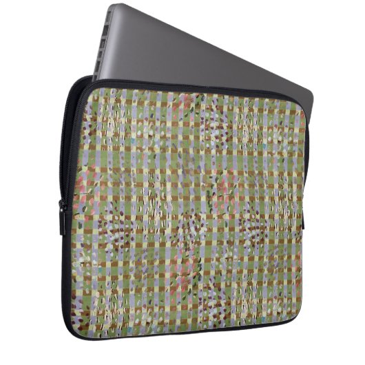 Textured Pointillism Grid Pattern Artwork Laptop Sleeve (Voorkant Rechts)