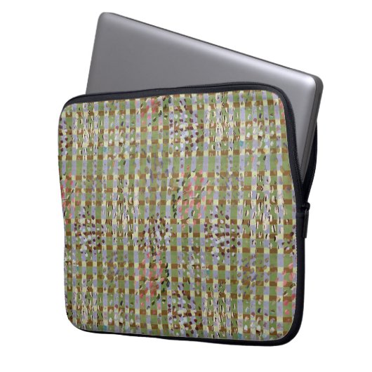Textured Pointillism Grid Pattern Artwork Laptop Sleeve (Voorkant Links)