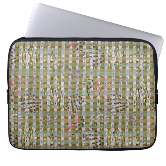 Textured Pointillism Grid Pattern Artwork Laptop Sleeve (Voorkant)