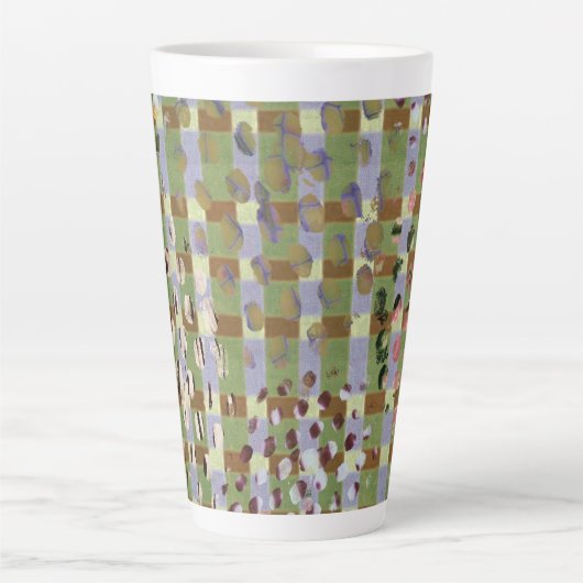 Textured Pointillism Grid Pattern Artwork Latte Mok (Voorkant)
