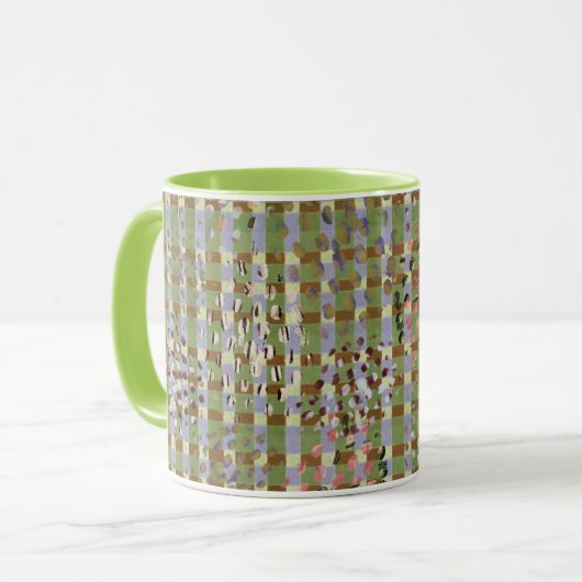 Textured Pointillism Grid Pattern Artwork Mok (Voorkant links)