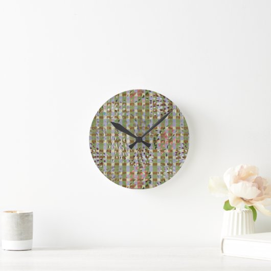 Textured Pointillism Grid Pattern Artwork Ronde Klok (Huis)
