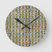 Textured Pointillism Grid Pattern Artwork Ronde Klok (Voorkant)