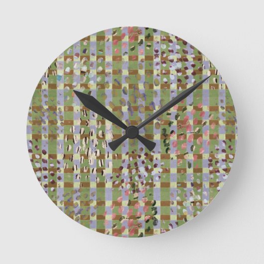 Textured Pointillism Grid Pattern Artwork Ronde Klok (Voorkant)