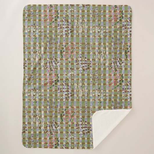 Textured Pointillism Grid Pattern Artwork Sherpa Deken (Voorkant)