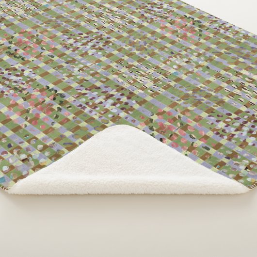 Textured Pointillism Grid Pattern Artwork Sherpa Deken (3/4)
