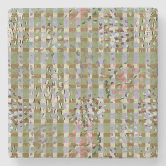 Textured Pointillism Grid Pattern Artwork Stenen Onderzetter (Voorkant)