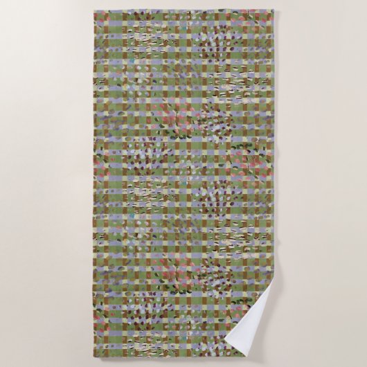 Textured Pointillism Grid Pattern Artwork Strandlaken (Voorkant)