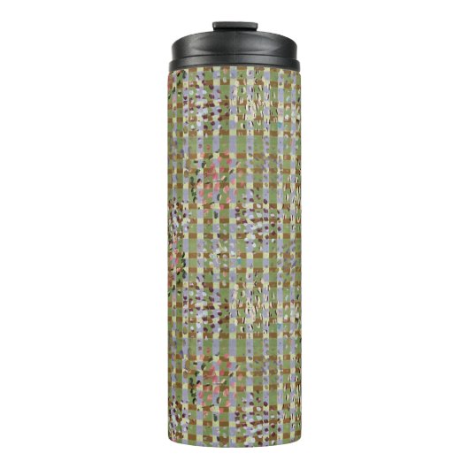 Textured Pointillism Grid Pattern Artwork Thermosbeker (Voorkant)