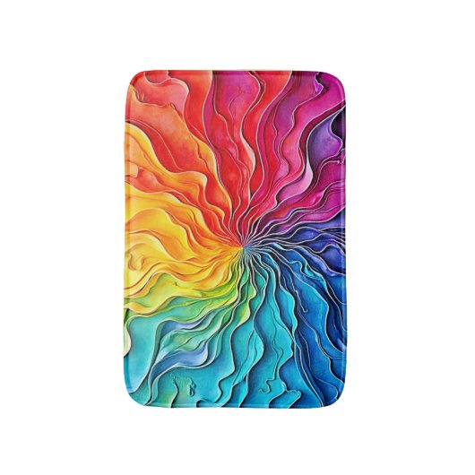Textured Rainbow Swirl Art Badmat (Voorkant Verticaal)