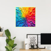 Textured Rainbow Swirl Art Poster (Thuiskantoor)
