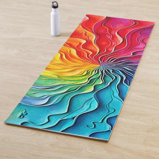 Textured Rainbow Swirl Art Yogamat (In situ)