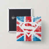 Textured S-Shield Over Flag Vierkante Button 5,1 Cm (Voorkant /achterkant)