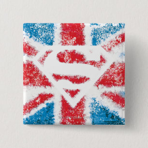 Textured S-Shield Over Flag Vierkante Button 5,1 Cm